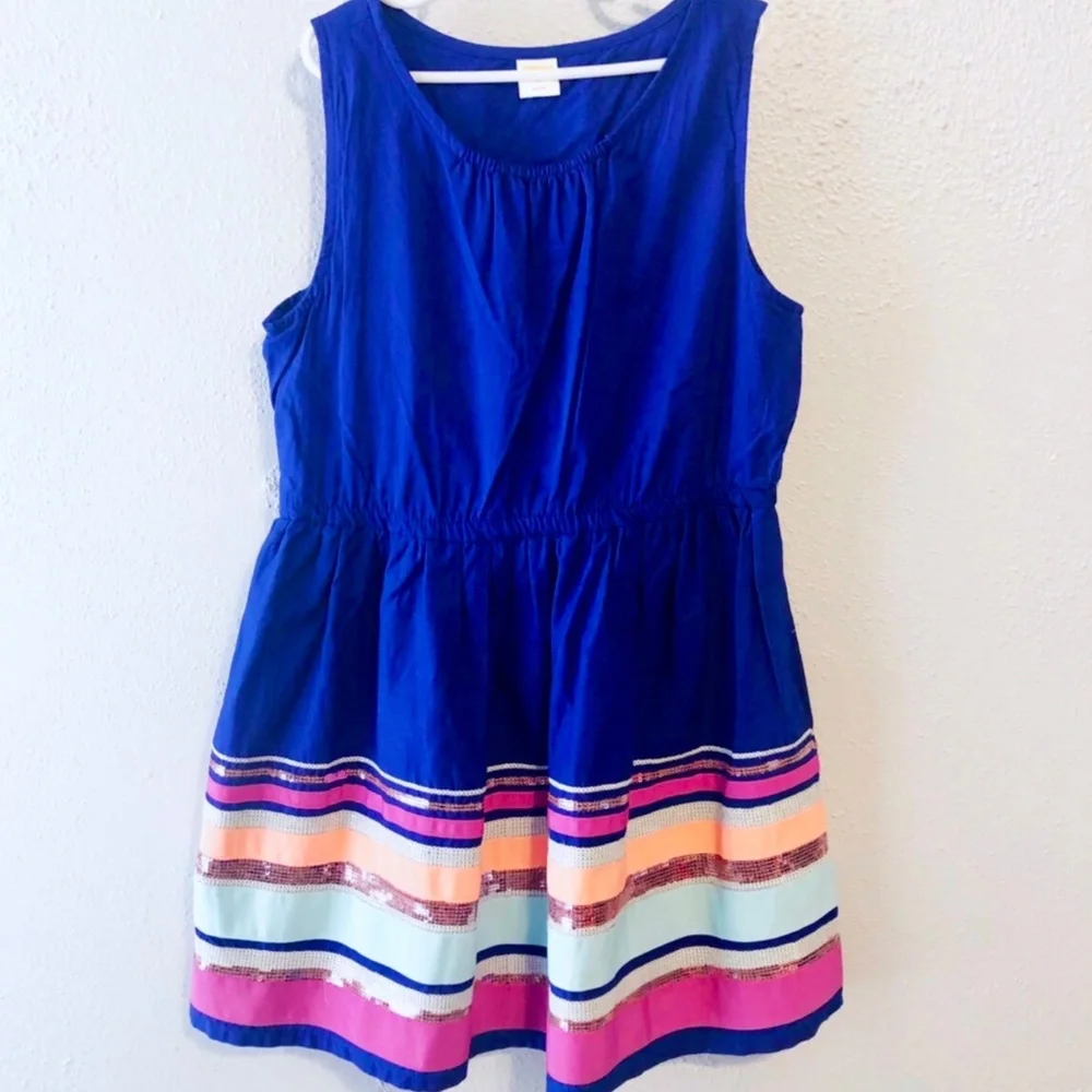 Gymboree royal blue sequin stripe dress